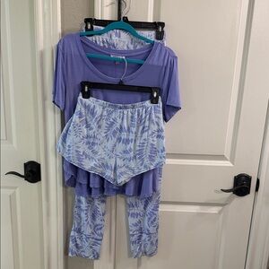 Hale Bob Lavender & Light Blue Leaf Print Women's Pajama Set